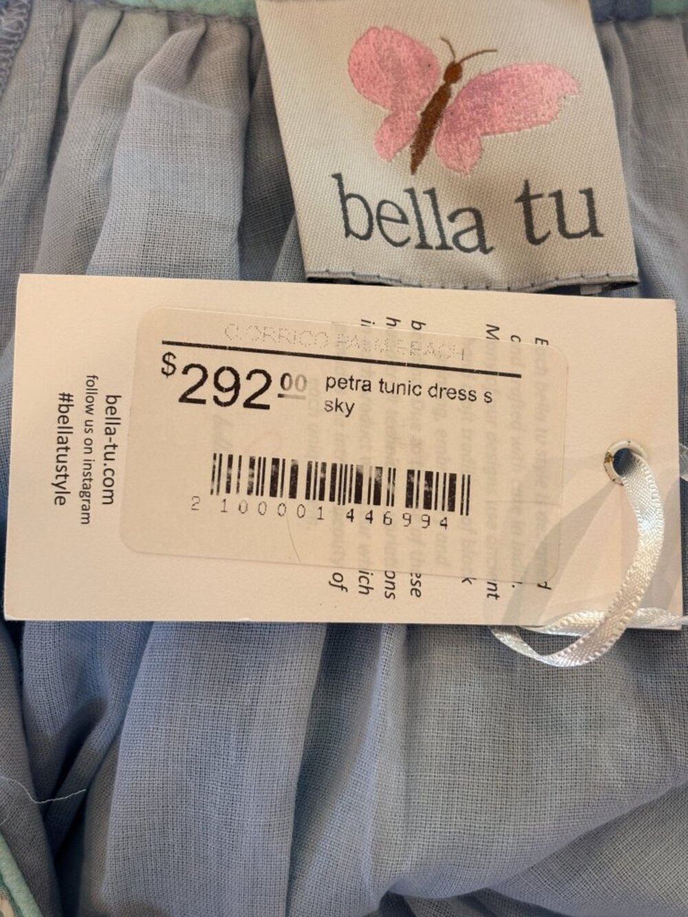 Bella Tu Petra Tunic Dress | Sky Blue Sequin Stripe | Size S | NWT - Picture 5 of 7
